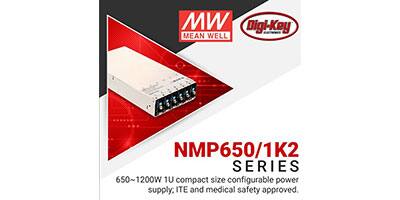 디지키가 유통하는, 650~1200W 1U 구성 가능한 민웰의 소형 전원 공급 장치 NMP 시리즈