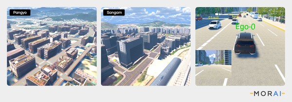 모라이의 시뮬레이터를 통해 구현된 디지털트윈 환경