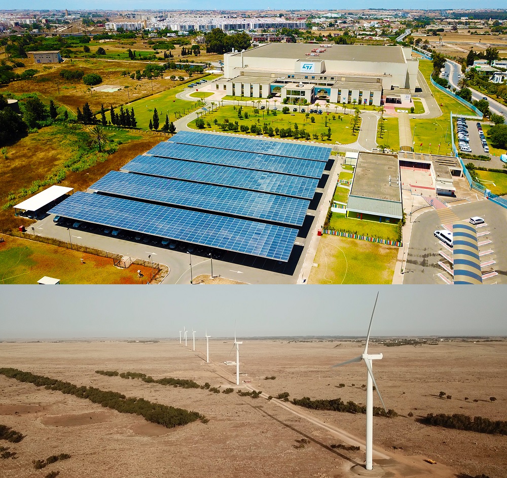ST 부스코라 공장의 태양광 카포트(위쪽), 이노벤트의 왈리디아 풍력발전소(아래쪽)