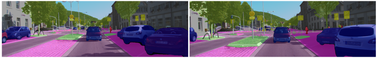 연구진이 개발한 기술이 영상 속 객체를 화소 단위로 분할, 색칠해 인식하는 모습