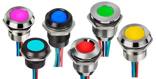 [그림1] APEM의 Q10/14/16/19/22 계열 RGB LED 표시기는 펄스 폭 변조(PWM)에 의해 제어돼 다양한 색상을 표현할 수 있다. [출처=디지키]