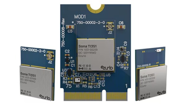 [그림1] 소나 TI351은 SMT 및 플러그형 변형으로 제공되는 콤팩트한 사전인증 와이파이6 및 BLE 5.4 모듈 제품군으로 내장형 칩 안테나 또는 안테나 커넥터 옵션이 지원된다. [출처=에주리오]