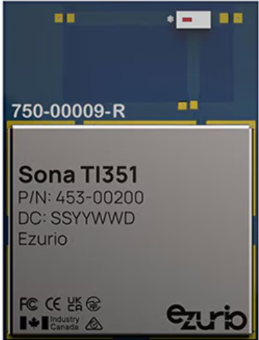 [그림3] 소나 TI351 453-00200R은 칩 안테나가 통합돼 있는 콤팩트한 12㎜×12㎜ 모듈(M.2 1216 SMT 폼팩터)이다. [출차=에주리오]