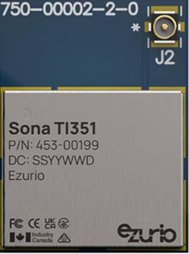 [그림4] 소나 TI351 453-00199R 모듈은 MHF4L 안테나 커넥터를 제공한다. [출처=에주리오]