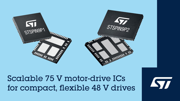 ST, 75V STSPIN 모터 드라이브 IC 출시
